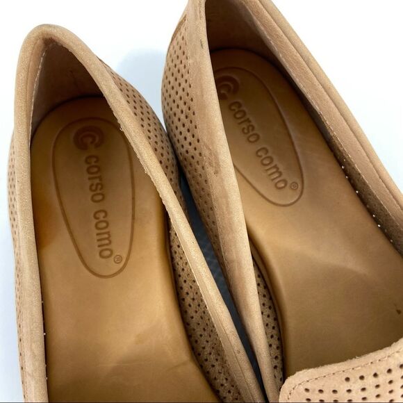 Corso Como Carlynee Tan Leather Slip On Perforated Casual Loafers 7.5 - Picture 11 of 16